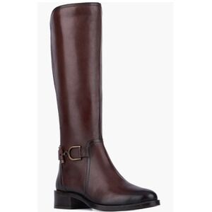 Vintage Foundry Co Leather Riding Boots Buckle Distressed Brown Womens 11 NEW